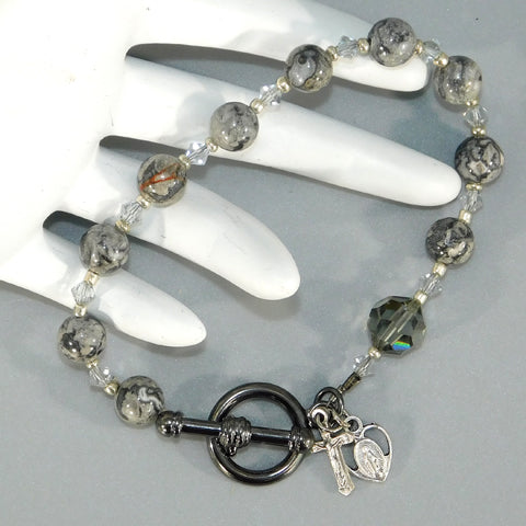 Gunmetal Rosary Bracelet