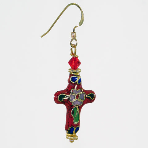 Bee Faithful Cloisonné Cross Earrings (2 designs)