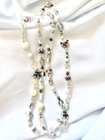 White Mixed Media Magnetic Clasp Necklace - Large
