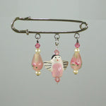 Pink Lampwork Glass & Ceramic Angel Silver Blessing Pin