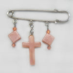 Red Aventurine Cross Silver Blessing Pin