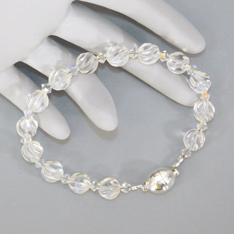 Quartz Crystal Beaded Bracelet w/ Magnetic Clasp