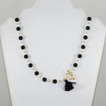Black Onyx & Swarovski Necklace w/Tassel