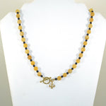 Yellow Jade & Onyx Fleur de Lis Necklace