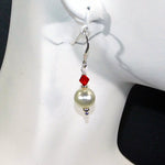 Pearl & Red Swarovski Earrings