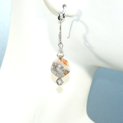 Crazy Lace Agate Flower Earrings